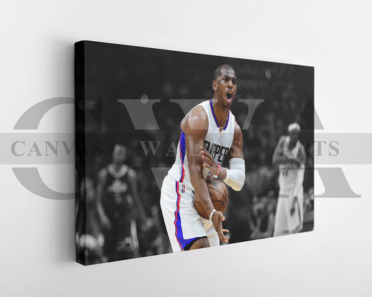Chris Paul Black & White Canvas Art Basketball Canvas Wall Art