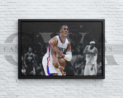Chris Paul Black & White Canvas Art Basketball Canvas Wall Art
