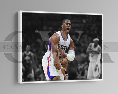 Chris Paul Black & White Canvas Art Basketball Canvas Wall Art