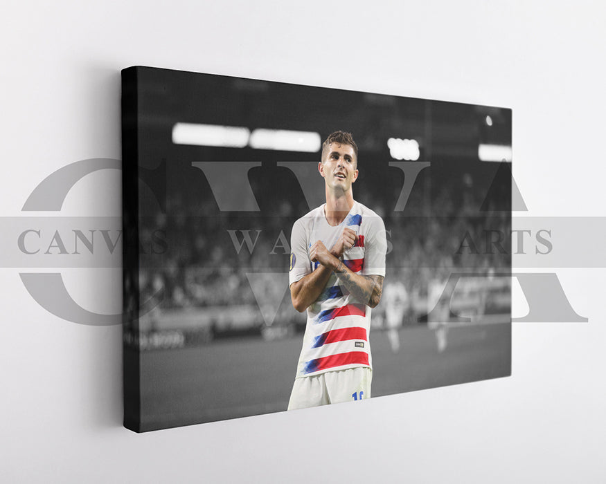 Christian Pulisic Black & White Canvas Art Soccer Canvas Wall Art