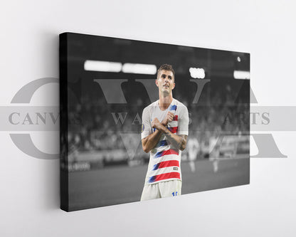 Christian Pulisic Black & White Canvas Art Soccer Canvas Wall Art