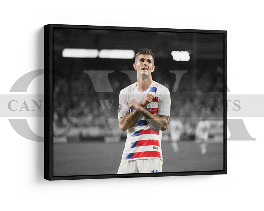 Christian Pulisic Black & White Canvas Art Soccer Canvas Wall Art