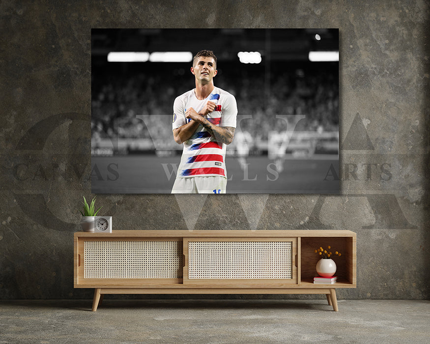 Christian Pulisic Black & White Canvas Art Soccer Canvas Wall Art