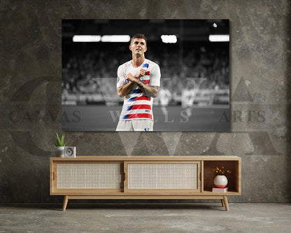 Christian Pulisic Black & White Canvas Art Soccer Canvas Wall Art