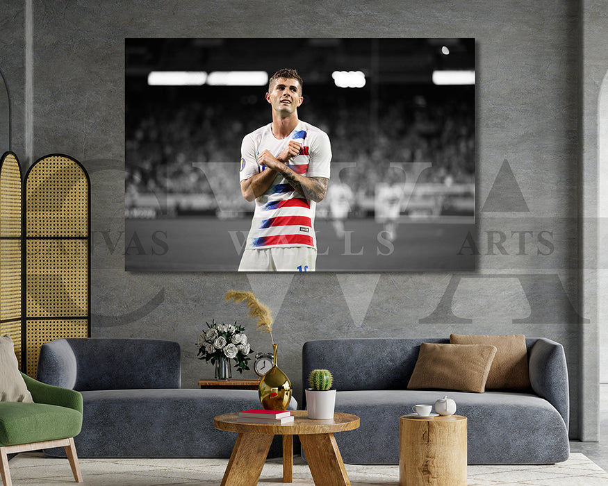 Christian Pulisic Black & White Canvas Art Soccer Canvas Wall Art