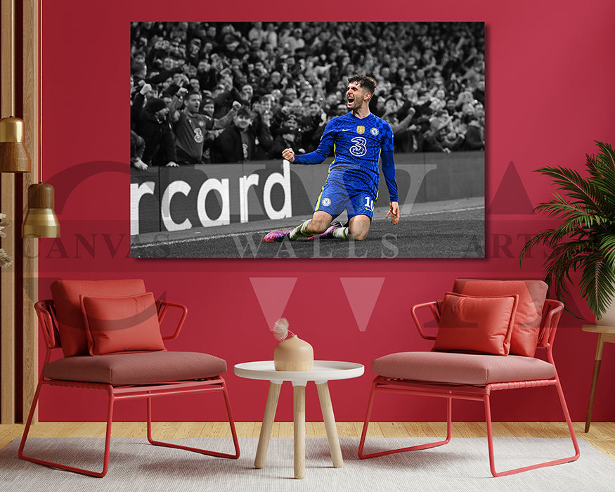 Christian Pulisic Black & White Canvas Art Soccer Canvas Wall Art