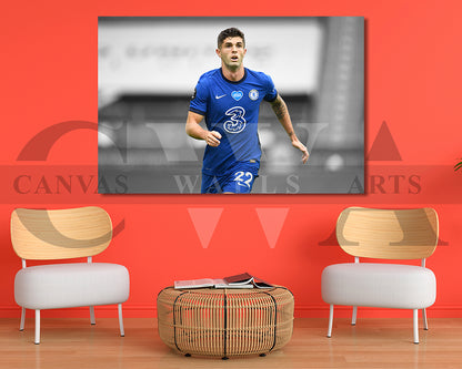 Christian Pulisic Black & White Canvas Art Soccer Canvas Wall Art