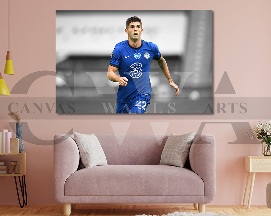 Christian Pulisic Black & White Canvas Art Soccer Canvas Wall Art
