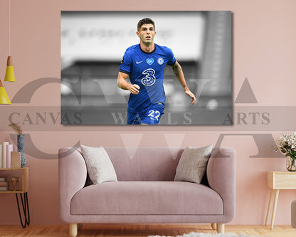 Christian Pulisic Black & White Canvas Art Soccer Canvas Wall Art