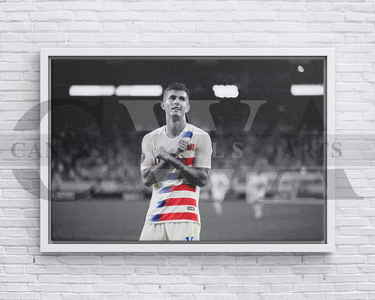 Christian Pulisic Black & White Canvas Art Soccer Canvas Wall Art