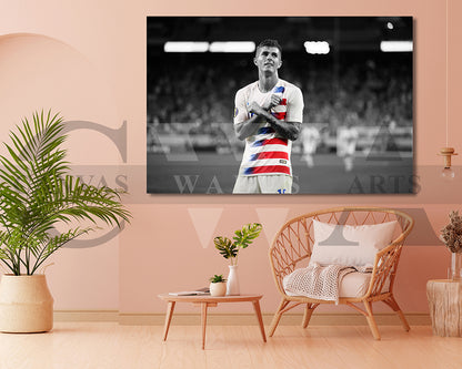 Christian Pulisic Black & White Canvas Art Soccer Canvas Wall Art