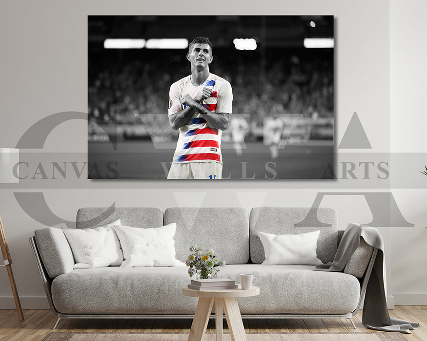 Christian Pulisic Black & White Canvas Art Soccer Canvas Wall Art