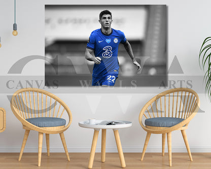 Christian Pulisic Black & White Canvas Art Soccer Canvas Wall Art