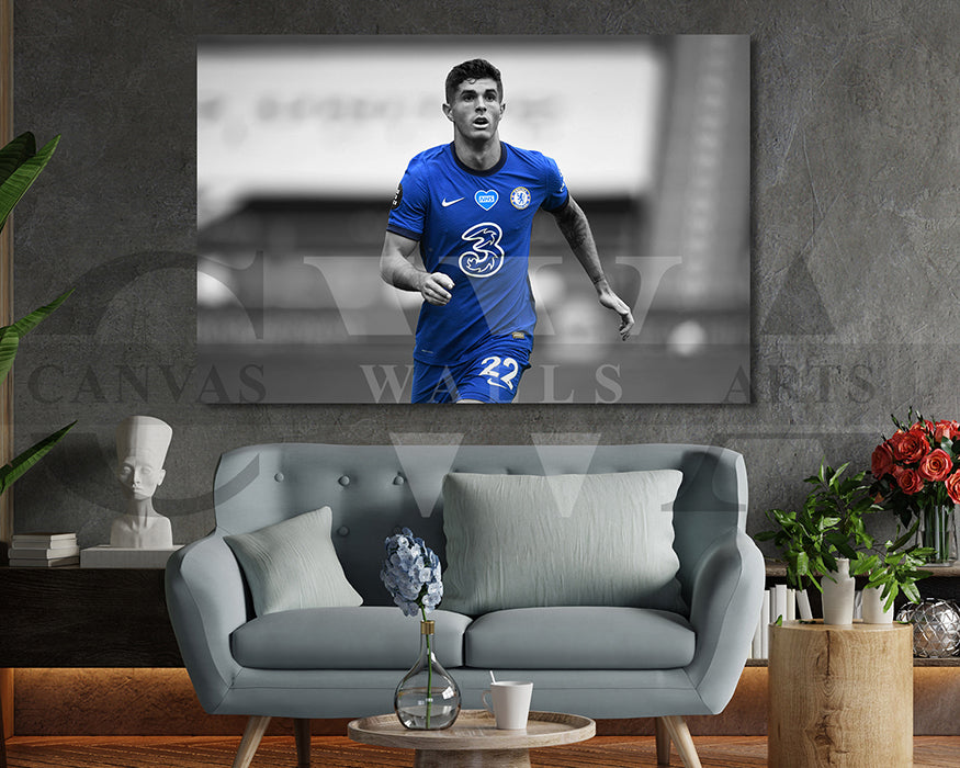 Christian Pulisic Black & White Canvas Art Soccer Canvas Wall Art
