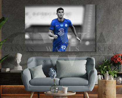 Christian Pulisic Black & White Canvas Art Soccer Canvas Wall Art