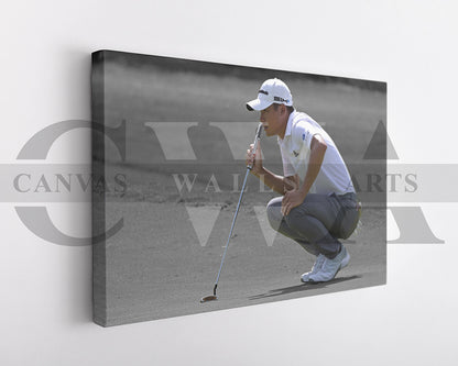 Collin Morikawa Black & White Canvas Art Golf Canvas Wall Art