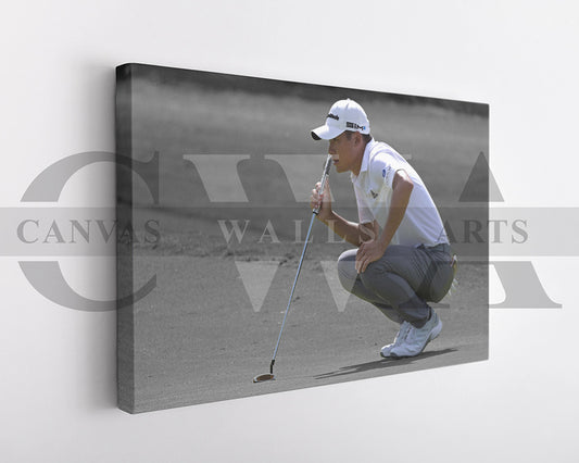Collin Morikawa Black & White Canvas Art Golf Canvas Wall Art