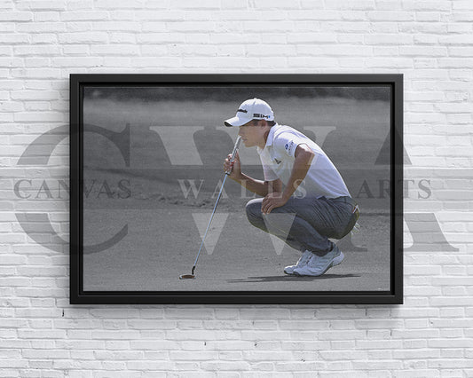 Collin Morikawa Black & White Canvas Art Golf Canvas Wall Art