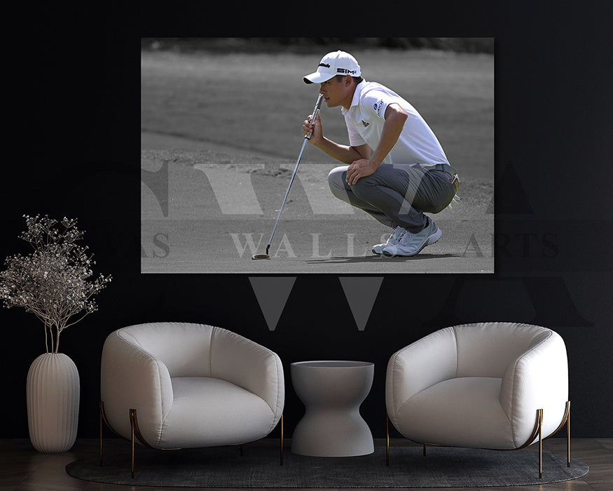 Collin Morikawa Black & White Canvas Art Golf Canvas Wall Art