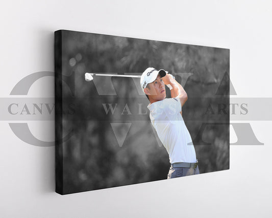 Collin Morikawa Black & White Canvas Art Golf Canvas Wall Art