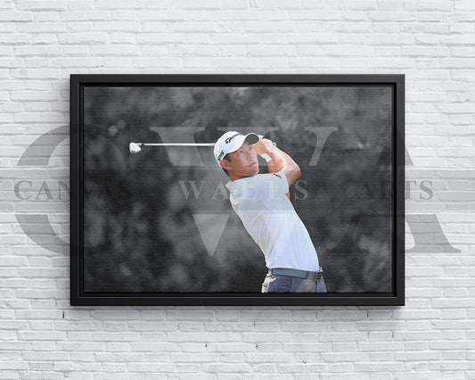 Collin Morikawa Black & White Canvas Art Golf Canvas Wall Art
