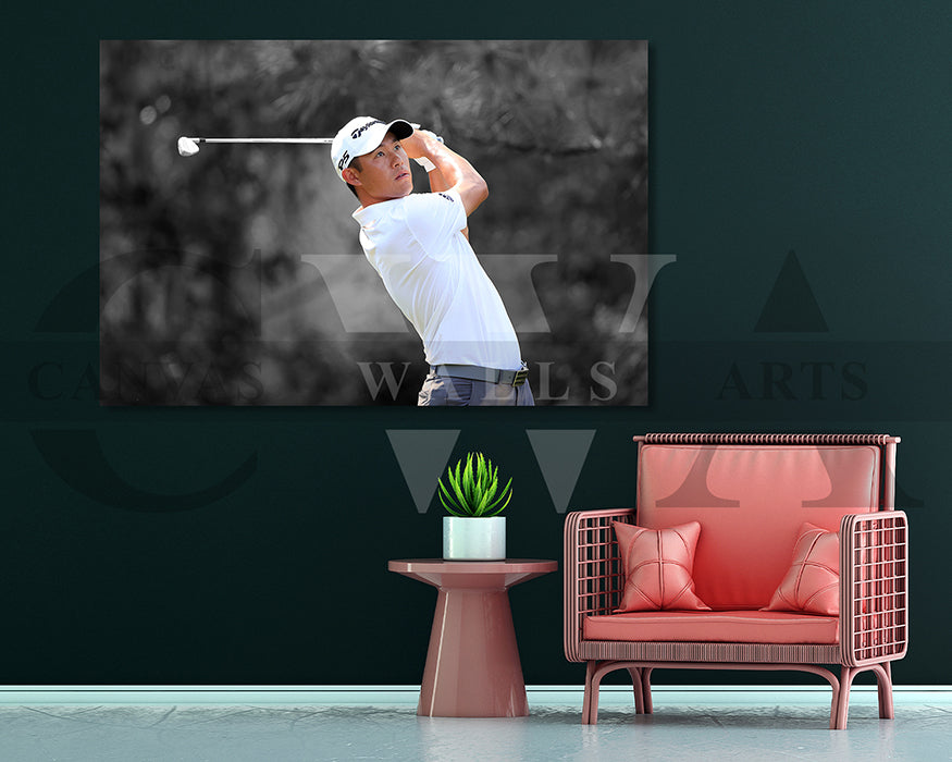 Collin Morikawa Black & White Canvas Art Golf Canvas Wall Art