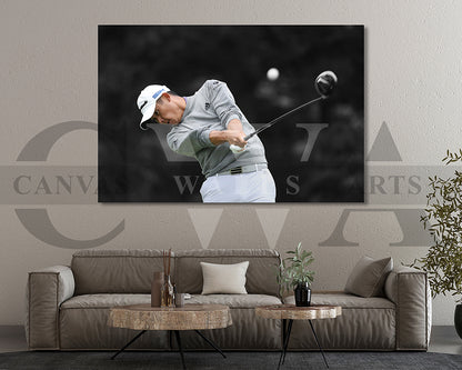 Collin Morikawa Black & White Canvas Art Golf Canvas Wall Art