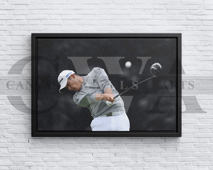 Collin Morikawa Black & White Canvas Art Golf Canvas Wall Art