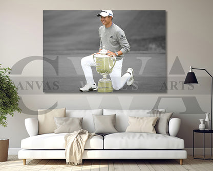 Collin Morikawa Black & White Canvas Art Golf Canvas Wall Art