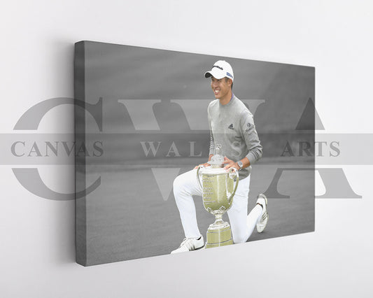 Collin Morikawa Black & White Canvas Art Golf Canvas Wall Art