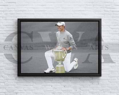 Collin Morikawa Black & White Canvas Art Golf Canvas Wall Art