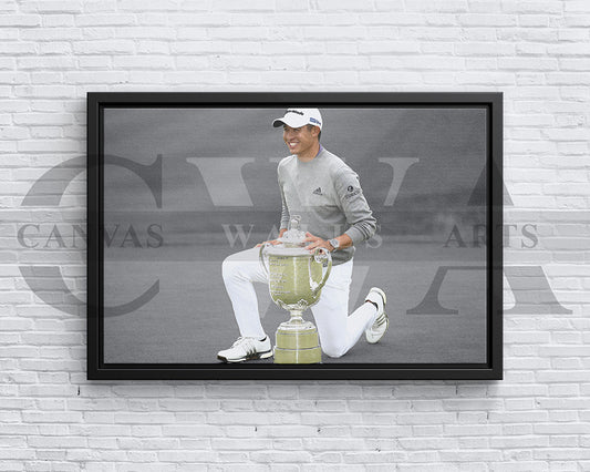 Collin Morikawa Black & White Canvas Art Golf Canvas Wall Art