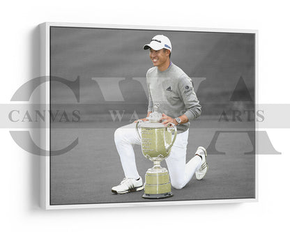 Collin Morikawa Black & White Canvas Art Golf Canvas Wall Art