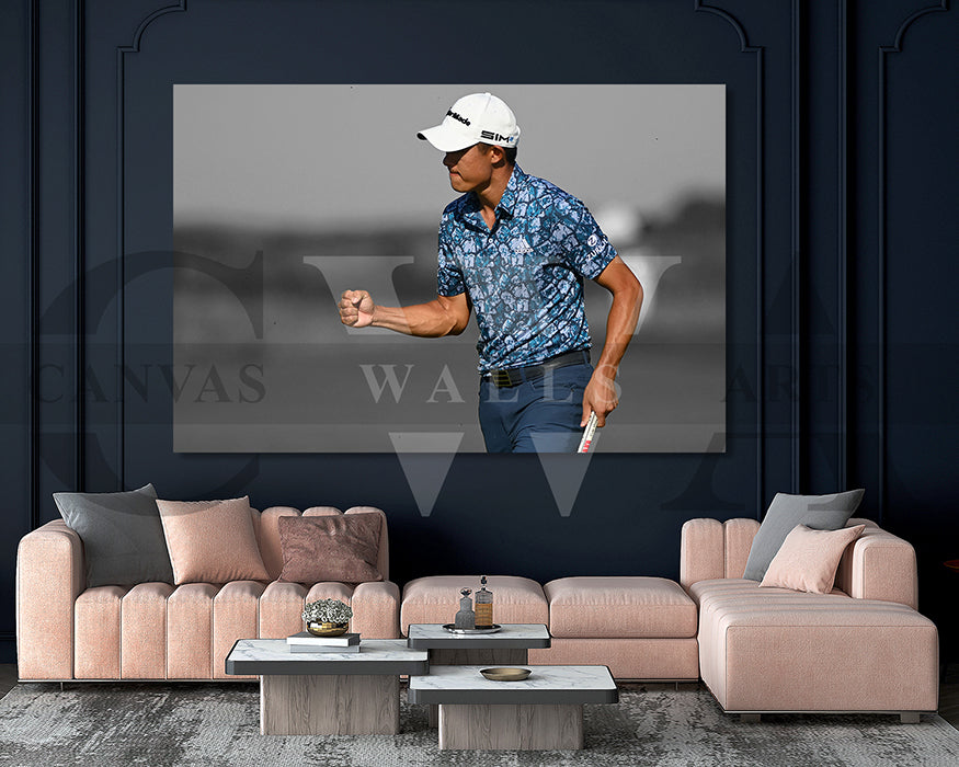 Collin Morikawa Black & White Canvas Art Golf Canvas Wall Art