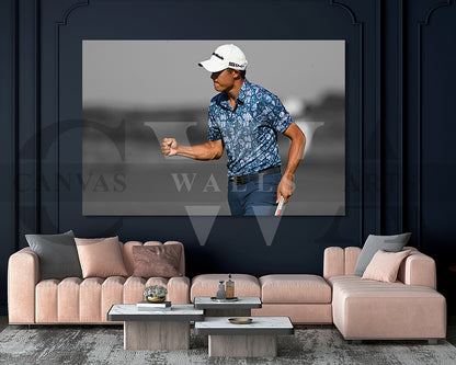 Collin Morikawa Black & White Canvas Art Golf Canvas Wall Art