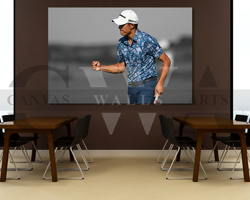 Collin Morikawa Black & White Canvas Art Golf Canvas Wall Art