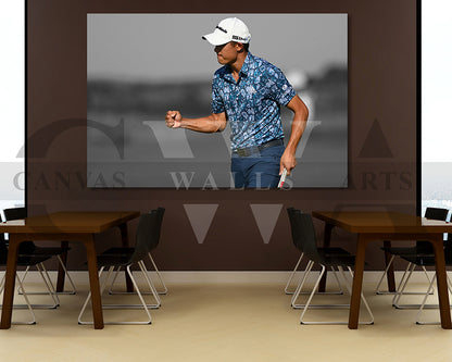 Collin Morikawa Black & White Canvas Art Golf Canvas Wall Art