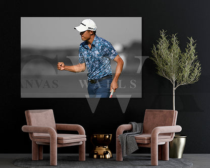 Collin Morikawa Black & White Canvas Art Golf Canvas Wall Art