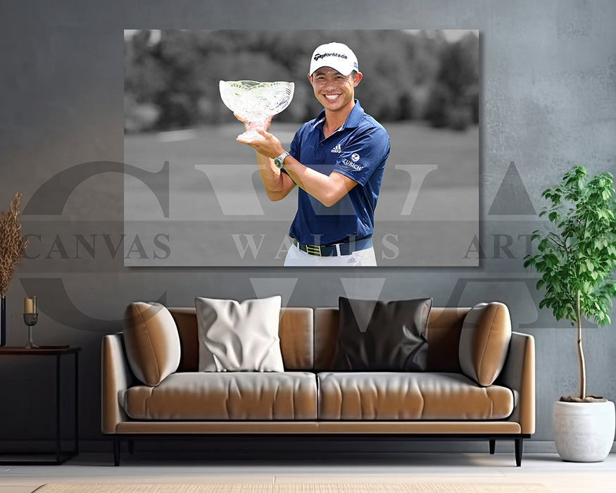 Collin Morikawa Black & White Canvas Art Golf Canvas Wall Art