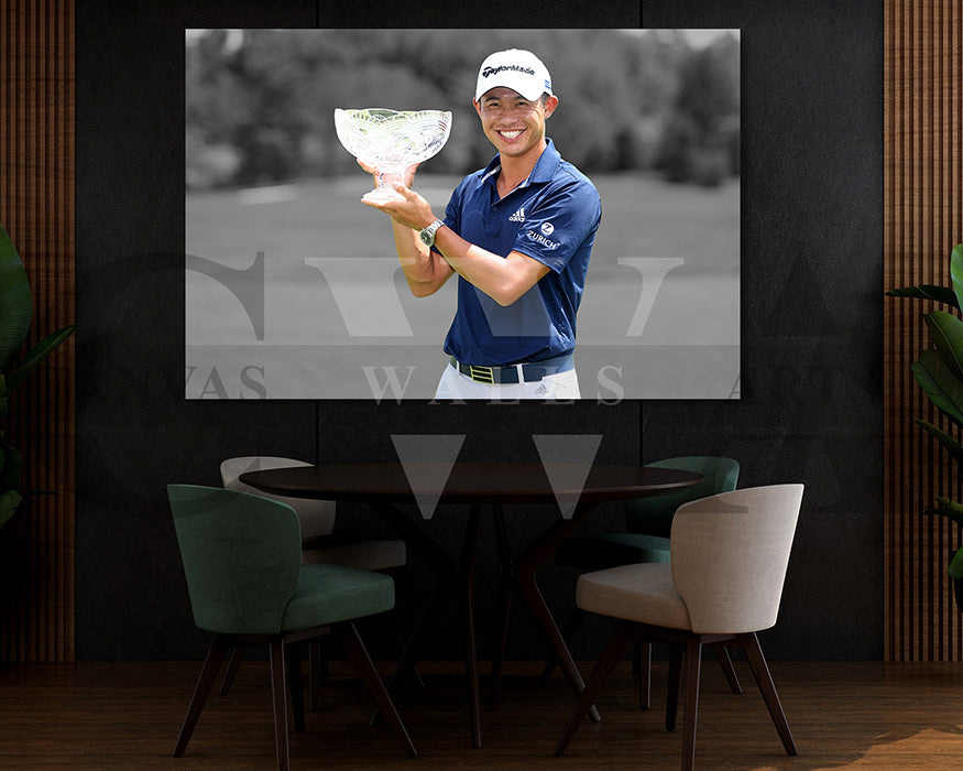 Collin Morikawa Black & White Canvas Art Golf Canvas Wall Art