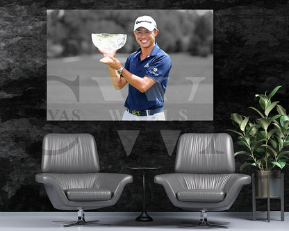 Collin Morikawa Black & White Canvas Art Golf Canvas Wall Art