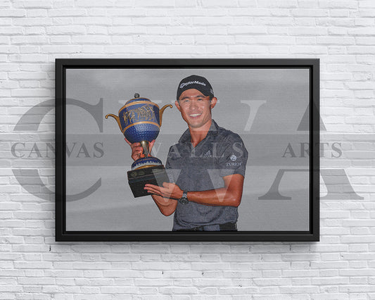 Collin Morikawa Black & White Canvas Art Golf Canvas Wall Art