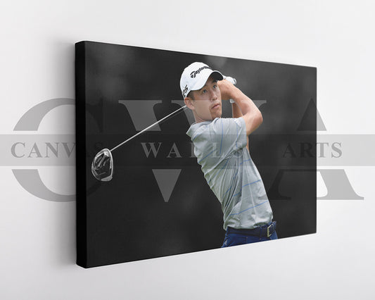 Collin Morikawa Black & White Canvas Art Golf Canvas Wall Art