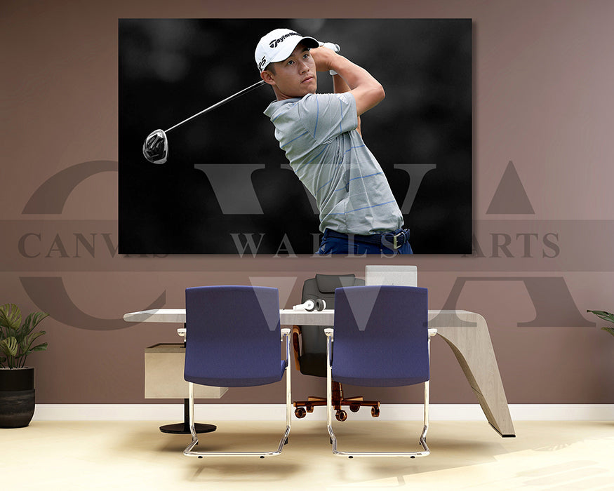 Collin Morikawa Black & White Canvas Art Golf Canvas Wall Art