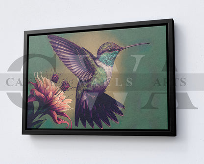 Colorful Hummingbirds Canvas Wall Art Bird Poster Print