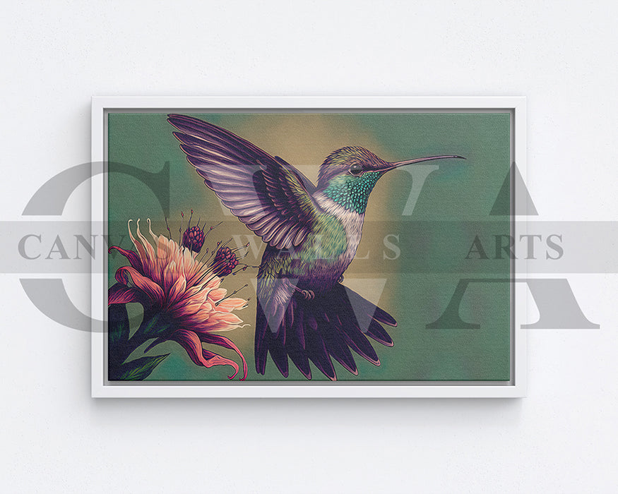 Colorful Hummingbirds Canvas Wall Art Bird Poster Print