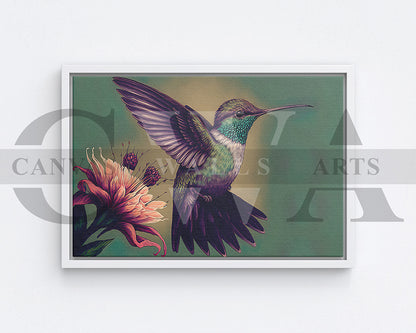 Colorful Hummingbirds Canvas Wall Art Bird Poster Print
