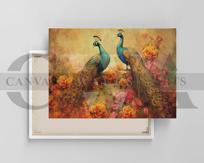 Colorful Peacock Canvas Wall Art Bird Poster Print
