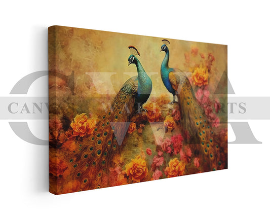 Colorful Peacock Canvas Wall Art Bird Poster Print