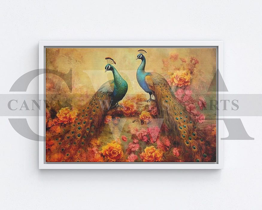 Colorful Peacock Canvas Wall Art Bird Poster Print